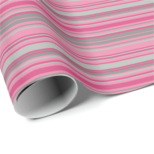Papel de regalo de rayas grises rosadas (Esquina del rollo)