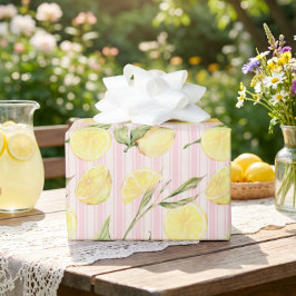Papel de regalo de rayas rosa limón