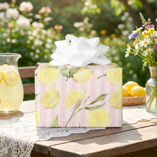 Papel de regalo de rayas rosa limón