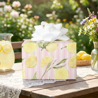Papel de regalo de rayas rosa limón