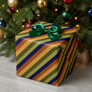 Papel de regalo de rayas verde oliva azul marino a