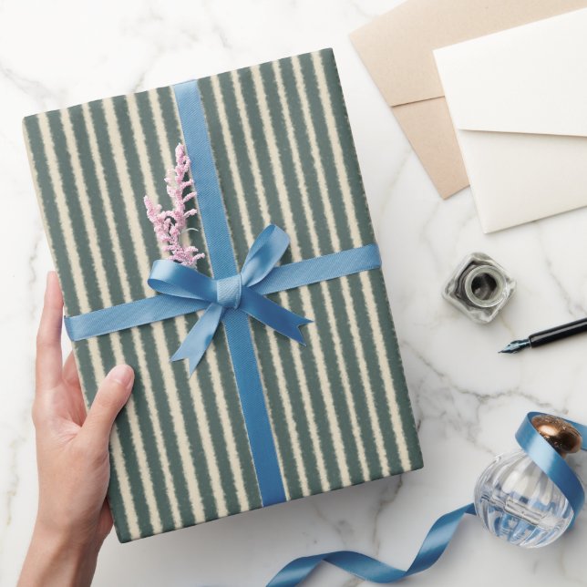 Papel de regalo de rayas verde oscuro (Regalar)