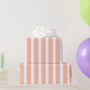 Papel de regalo de rayas verticales melocotón y bl