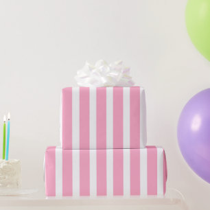 Papel de regalo de rayas verticales rosa y blanco