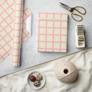 Papel de regalo de rejilla beige y rosa elegante