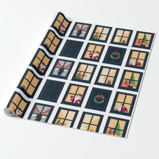 Papel de regalo de rejilla de ventana de Adviento