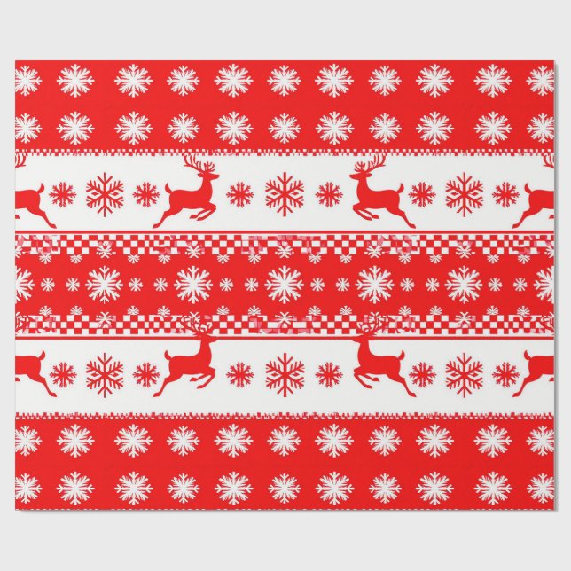 Papel de regalo de Reno de Navidad y Copo de Nieve (Superficie plana)