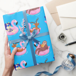 Papel de regalo de Reno, Perezoso, Unicornio y Fla