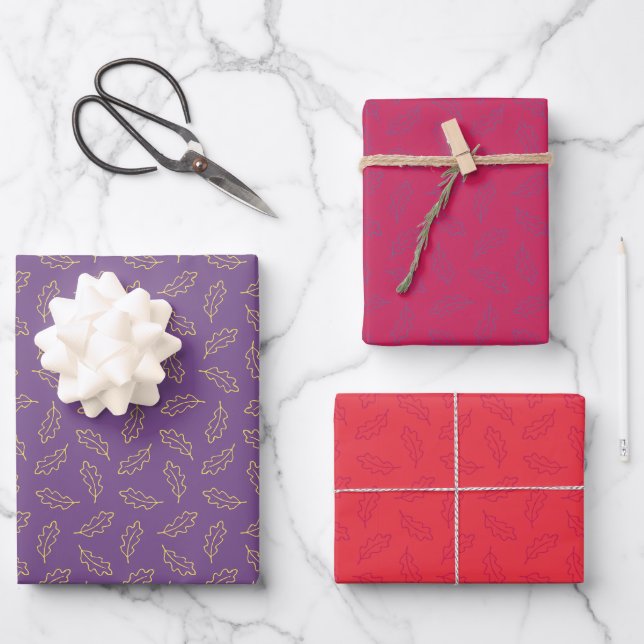 Papel de regalo de roble otoñal - uva/arándano/per (Anverso)