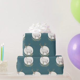 Papel de regalo de rollo de ciervo del bosque verd
