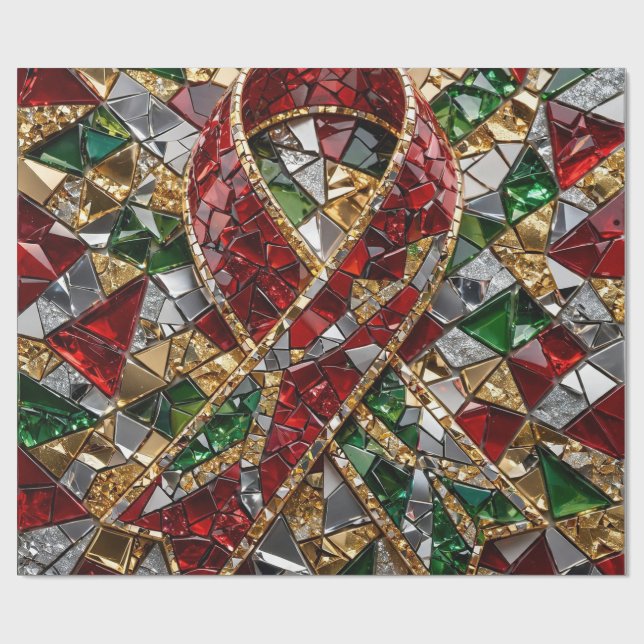 Papel de Regalo de Rollo de Mosaico de Navidad 3D  (Superficie plana)
