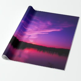 Papel de regalo de rollo de puesta de sol púrpura