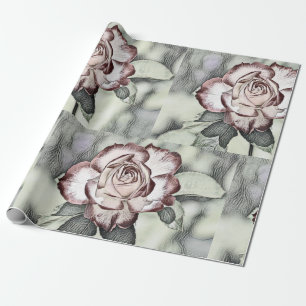 Papel de regalo de rosa blanca, rosada y roja