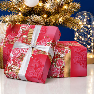 Papel de regalo de rosa romántica