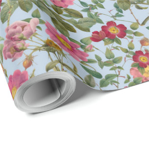 Papel de regalo de rosa silvestre botánico vintage