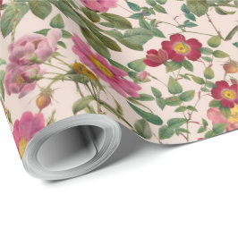 Papel de regalo de rosa silvestre vintage en suave