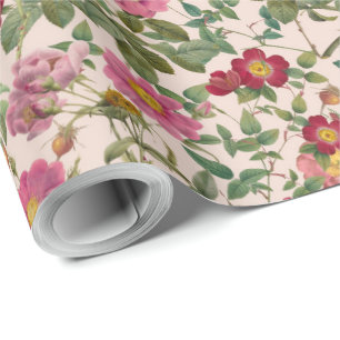Papel de regalo de rosa silvestre vintage en suave