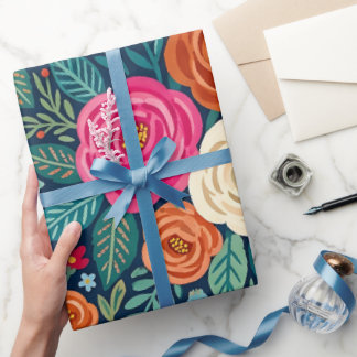 Papel de regalo de rosas abstractas mariposas mona