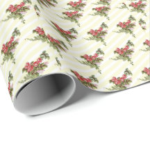 Papel de regalo de rosas de primavera sobre rayas