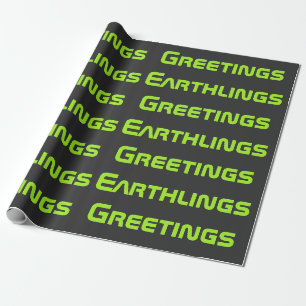 Papel de regalo de saludos divertidos de alienígen