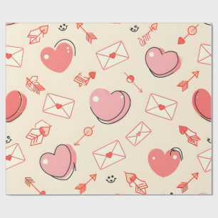 Papel de regalo de San Valentín con flechas y letr