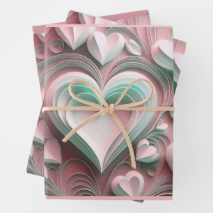 Papel de regalo de San Valentín corazones de papel
