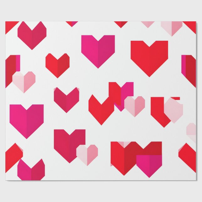 Papel de regalo de San Valentín estilo origami bla (Superficie plana)