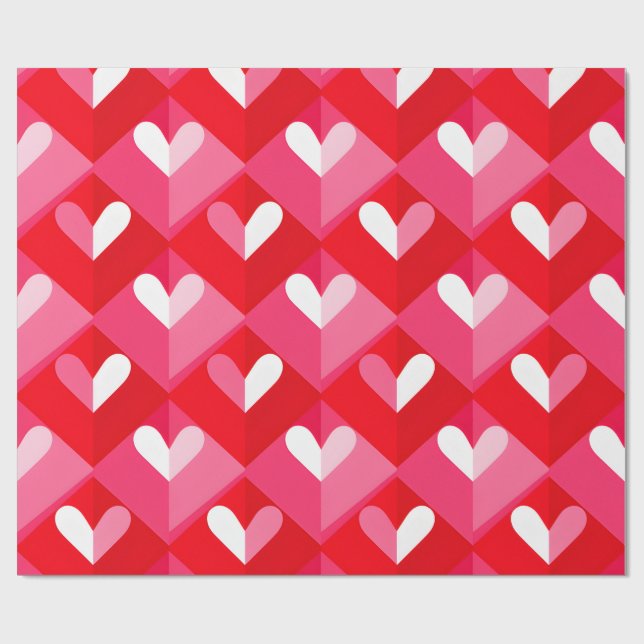 Papel de regalo de San Valentín rojo y blanco (Superficie plana)