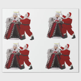 Papel de Regalo de Santa Ajustando una Aureola