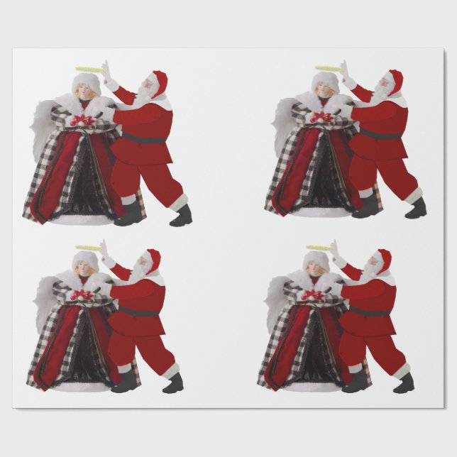Papel de Regalo de Santa Ajustando una Aureola (Superficie plana)