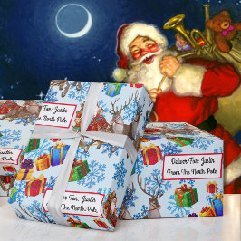 Papel De Regalo De Santa Añadir el nombre de los niños Reindeer Sl