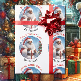 Papel De Regalo De Santa Añadir nombre de niño afroamericano
