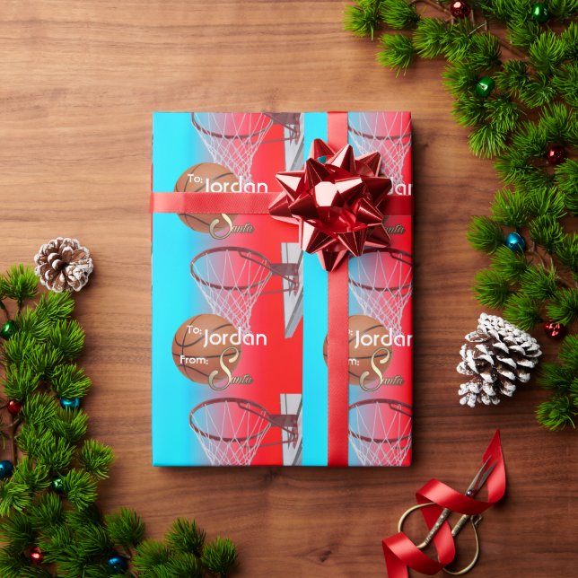 Papel De Regalo De Santa Basketball (Regalo de vacaciones)
