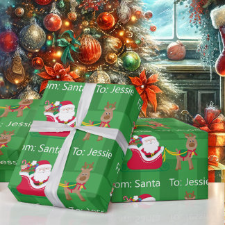 Papel De Regalo De Santa Claus Añadir Navidades de nombres de niño