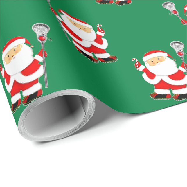 Papel de regalo de Santa Claus de Lacrosse (Esquina del rollo)