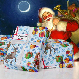Papel De Regalo De Santa Infancia Nombre Polo Norte Entrega Rápida