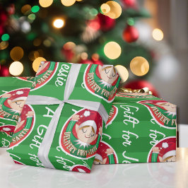 Papel De Regalo De Santa Navidades Red y Green Elf
