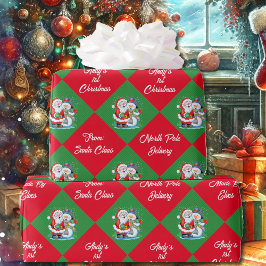 Papel De Regalo De Santa Primera Navidades Personaliza el Nombre