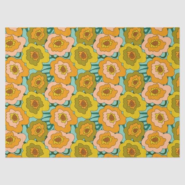 Papel de regalo de seda con amapolas pastel (Anverso)