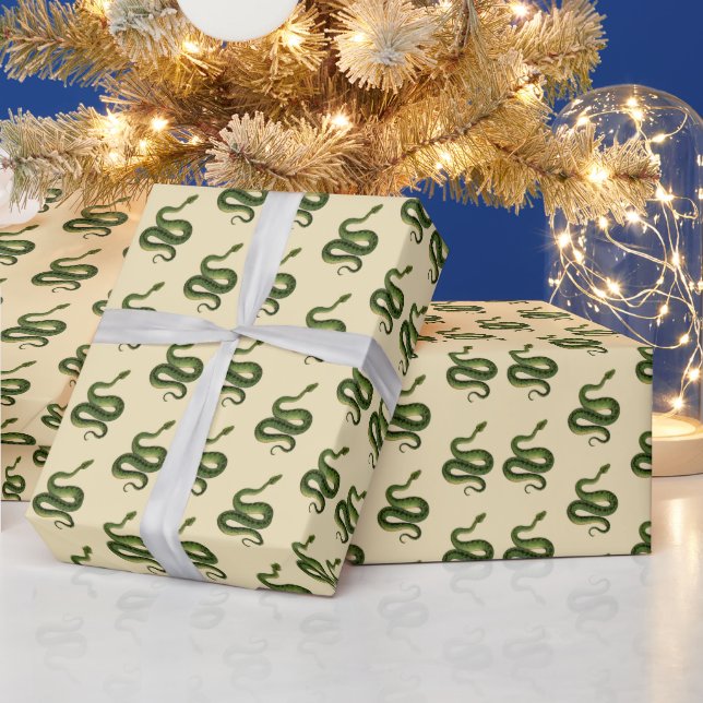 Papel de regalo de serpiente verde (Vacaciones)