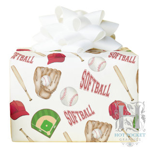 Papel de regalo de sóftbol