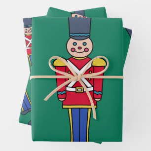 Papel de regalo de soldados de juguete navideños f