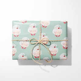 Papel de regalo de Sra. Claus verde menta