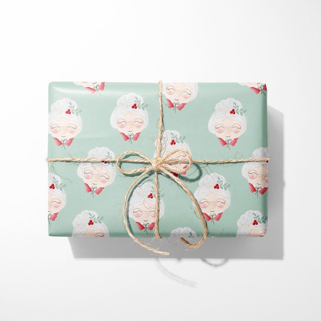 Papel de regalo de Sra. Claus verde menta (Subido por el creador)