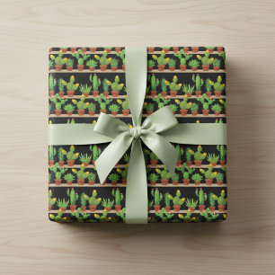 Papel de regalo de suculentas y cactus vívidos 