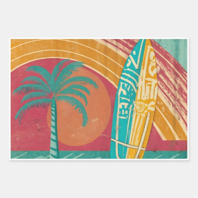 Papel de regalo de surf y diseño de playa (Anverso)