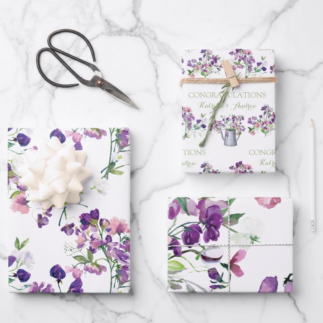 Papel de regalo de Sweet Pea de felicitación (Anverso)