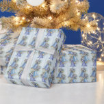 Papel de regalo de tarjeta de Navidad vintage camp<br><div class="desc">Hermosa tarjeta de vacaciones antigua utilizada para crear papel de regalo de Navidad. Una encantadora imagen navideña de hermosas campanas navideñas azules y moradas</div>