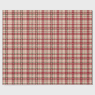 Papel de regalo de tartán clásico navideño con nie