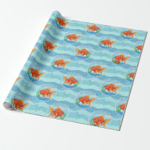 Papel de regalo de tazón de pez dorado lindo